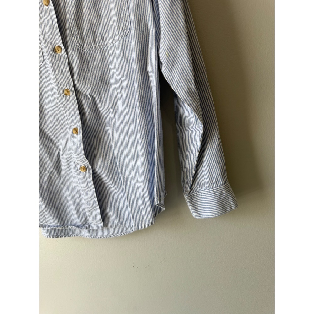 Cabin Creek Woman's Small Blue White Striped Sunflower Fall Embroidered Shirt - Picture 7 of 10